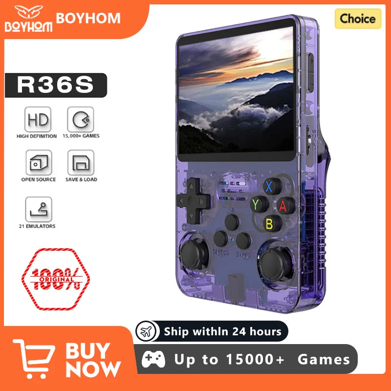 Open Source R36S Retro Handheld Video Game Console Linux System 3.5 Inch IPS Screen Portable Pocket Video Player 64GB 128G Games