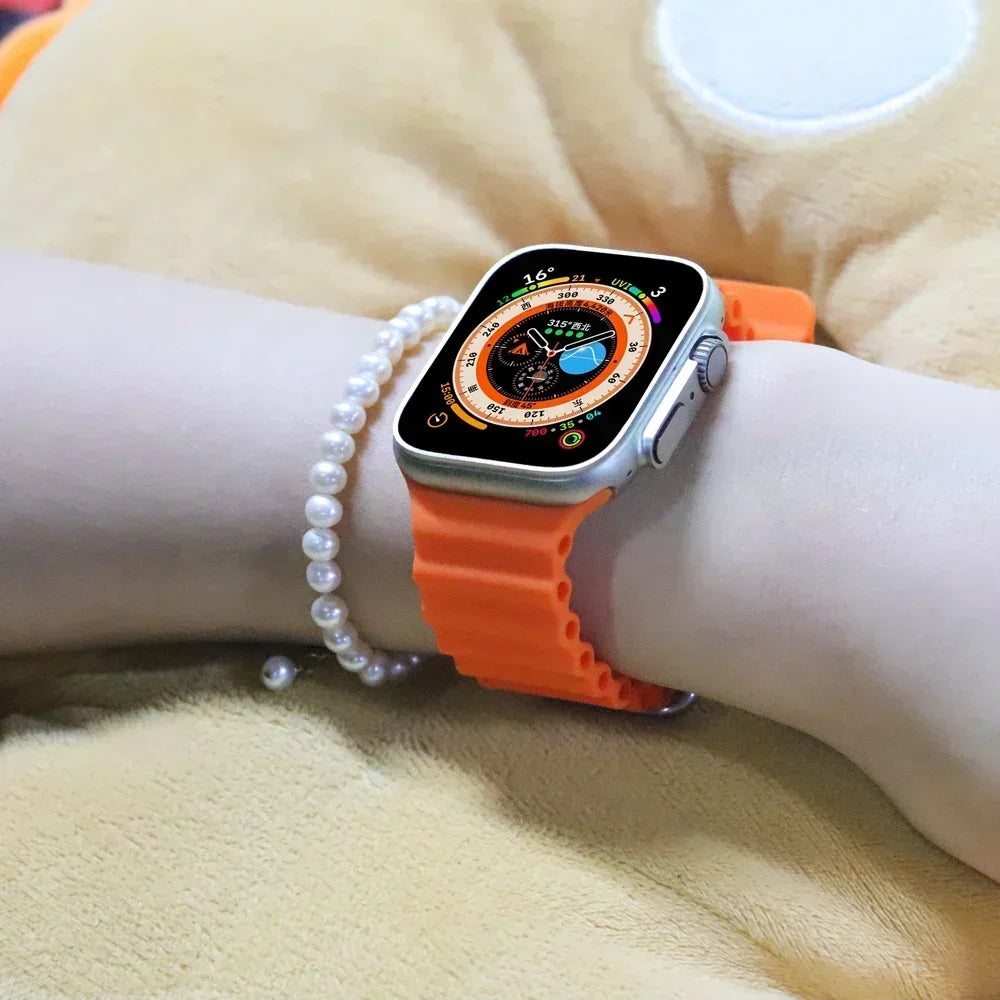 Silicone Strap For watch band 44mm 40mm 49mm 45mm 41mm 38mm accessorie correa bracelet iWatch Ultra 2 series 7 6 5 se 8 9