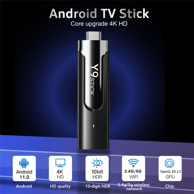 Black Plastic M98 Y9 TV Stick Android 11 S905 HD 4K 3D 2GB +16 GB Dual Wifi Language Remote Control Media Player Smart TV Box-T4