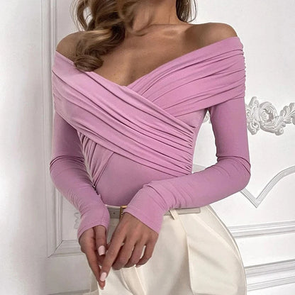 Spring Red New Women's Bodysuits  Sexy Backless Solid Corset Slim Fashion Crossed Bodysuits Long Sleeves Casual Female Rompers