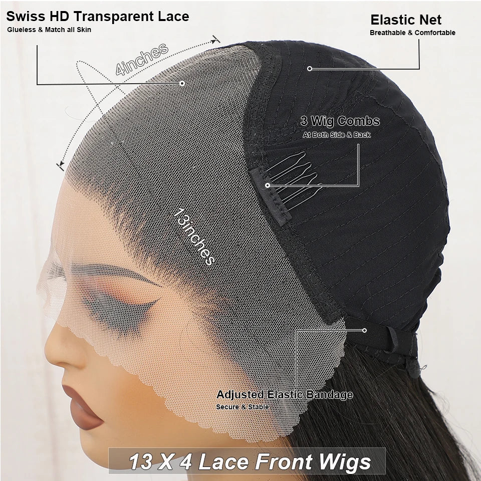 30Inch 13X4 Straight Lace Frontal Wigs Light Brown P12/24 Ombre Colored Pre-pluck Soft Natural High Temperature Cosplay Wigs