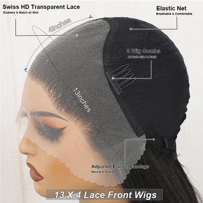 30Inch 13X4 Straight Lace Frontal Wigs Light Brown P12/24 Ombre Colored Pre-pluck Soft Natural High Temperature Cosplay Wigs