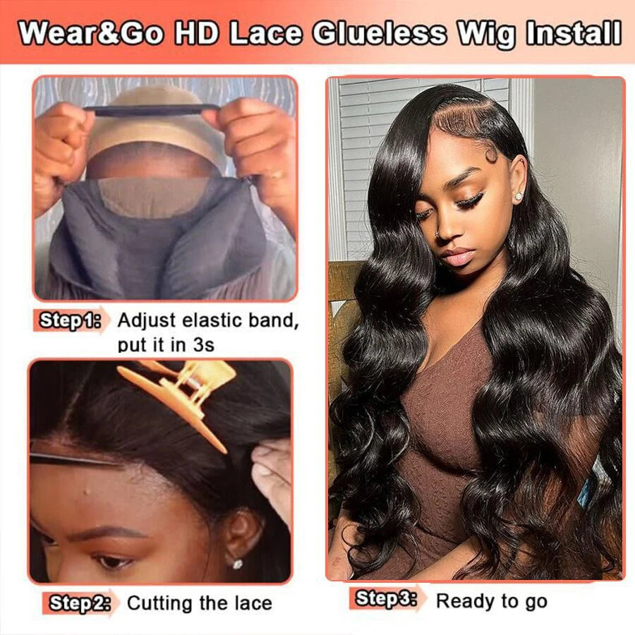 BEEOS 250% Glueless Wear&Go 6x6 7x7 HD Lace Front Human Hair Wigs Body Wave Pre-Plucked 5x5 HD Lace Closure Wig For Women Remy