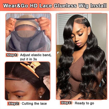 BEEOS 250% Glueless Wear&Go 6x6 7x7 HD Lace Front Human Hair Wigs Body Wave Pre-Plucked 5x5 HD Lace Closure Wig For Women Remy