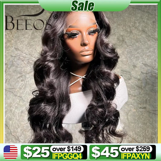 BEEOS 250% Glueless Wear&Go 6x6 7x7 HD Lace Front Human Hair Wigs Body Wave Pre-Plucked 5x5 HD Lace Closure Wig For Women Remy