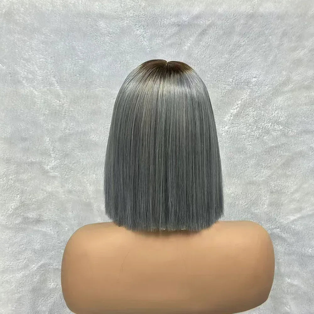 2x6 Lace Closure Bob Wigs Vietnam Raw Bone Straight Human Hair Short Bob Glueless Wigs for Women 180% Density Natural Black