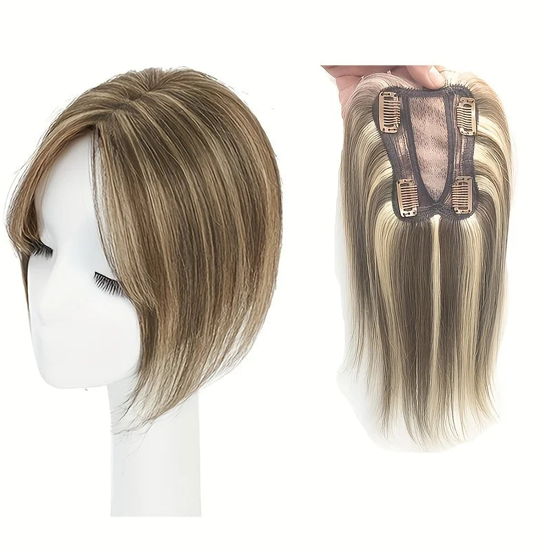 9*11 Hair Toppers for Women Human Hair No Bangs Top Hair Extensions Hair Pieces for Thinning Hair Upgrade Lace Base Premium Remy
