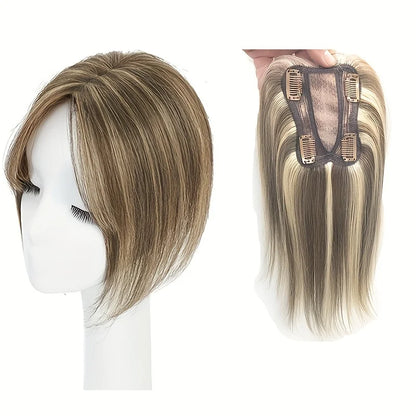 9*11 Hair Toppers for Women Human Hair No Bangs Top Hair Extensions Hair Pieces for Thinning Hair Upgrade Lace Base Premium Remy
