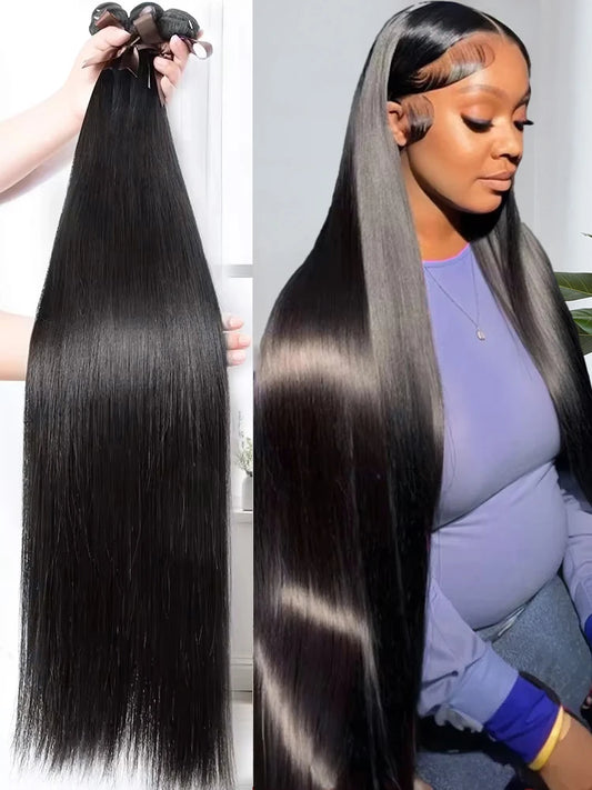 30 40 Inch Bone Straight 100% Bundles Deal Brazilian Virgin Human Hair 3 4 Bundles Raw Hair Extensions Natural Color Remy