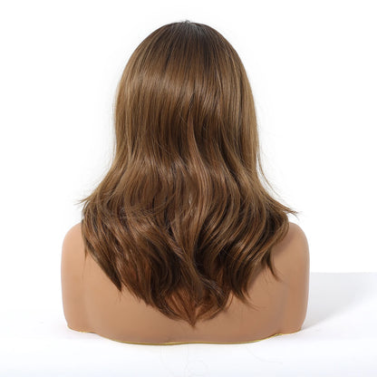 HENRY MARGU Medium Length Wavy Synthetic Hair Wig for Women Copper Wavy Fake Hair Middle Part Daily Club Wigs High Temperature