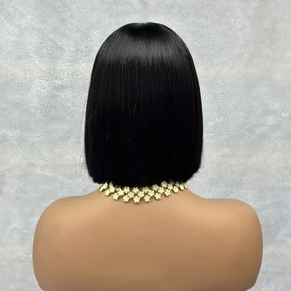 2x6 Lace Closure Bob Wigs Vietnam Raw Bone Straight Human Hair Short Bob Glueless Wigs for Women 180% Density Natural Black