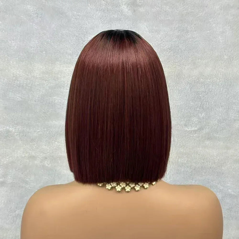 2x6 Lace Closure Bob Wigs Vietnam Raw Bone Straight Human Hair Short Bob Glueless Wigs for Women 180% Density Natural Black