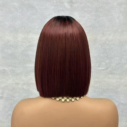 2x6 Lace Closure Bob Wigs Vietnam Raw Bone Straight Human Hair Short Bob Glueless Wigs for Women 180% Density Natural Black