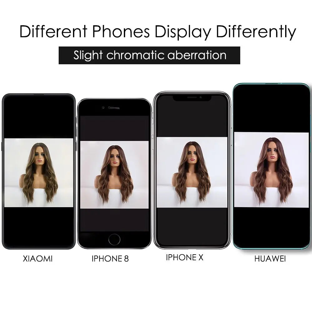 Natural Layered Hair Wigs For Women Daily Party Use Brown Ombre Synthetic Wigs Long Straight Fake Hair With Bangs Heat Resistant