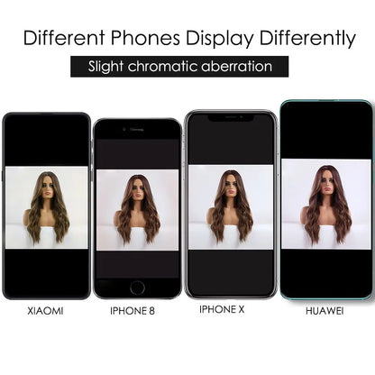 Natural Layered Hair Wigs For Women Daily Party Use Brown Ombre Synthetic Wigs Long Straight Fake Hair With Bangs Heat Resistant