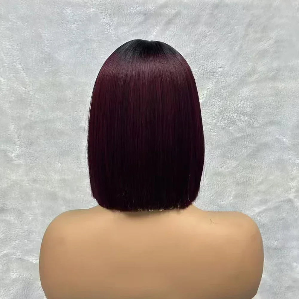 2x6 Lace Closure Bob Wigs Vietnam Raw Bone Straight Human Hair Short Bob Glueless Wigs for Women 180% Density Natural Black