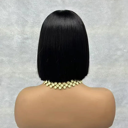 2x6 Lace Closure Bob Wigs Vietnam Raw Bone Straight Human Hair Short Bob Glueless Wigs for Women 180% Density Natural Black