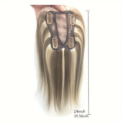 9*11 Hair Toppers for Women Human Hair No Bangs Top Hair Extensions Hair Pieces for Thinning Hair Upgrade Lace Base Premium Remy