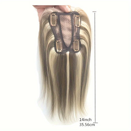 9*11 Hair Toppers for Women Human Hair No Bangs Top Hair Extensions Hair Pieces for Thinning Hair Upgrade Lace Base Premium Remy