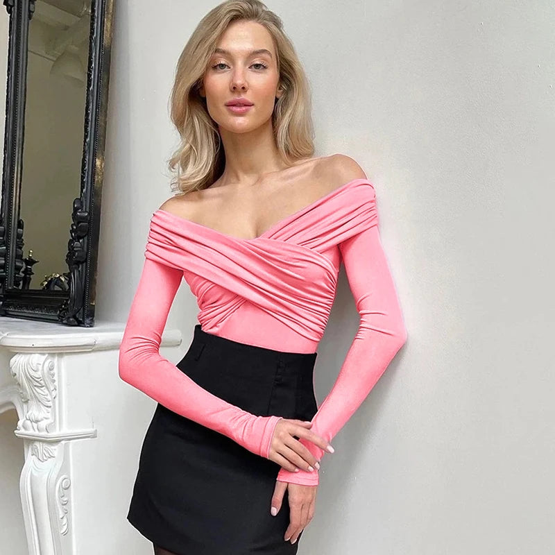 Spring Red New Women's Bodysuits  Sexy Backless Solid Corset Slim Fashion Crossed Bodysuits Long Sleeves Casual Female Rompers
