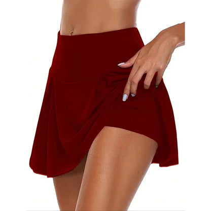 12 Colour Versatile Y2K High-Waist Skort - Breathable Stretch Fabric for All-Season Sports Fashion Non-Sheer Comfort Fit